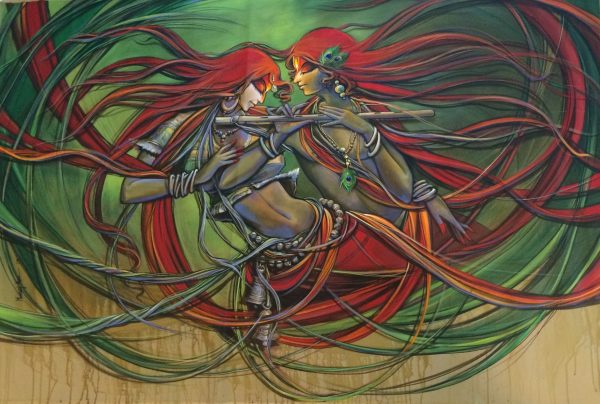 Abhilasha by artist Manoj Das This artwork exemplify force, rhythm, and energy harmoniously This painting “Abhilasha” is an outstanding work by artist Manoj Das.